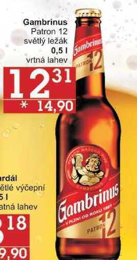 Jip Gambrinus patron 12 světlý ležák, 0,5 l nabídka