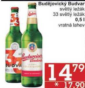 Jip Budějovický budvar světlý ležák, 0,5 l nabídka