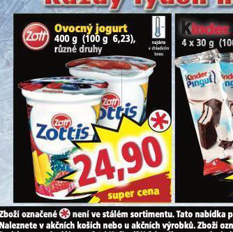 Norma Zott ovocný jogurt nabídka