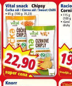 Norma Vital snack chipsy nabídka