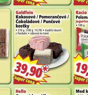 Goldfein kokosové / pomerančové / čokoládové / punčové kostky