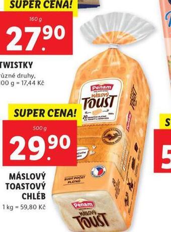 Lidl Máslový toastový chléb nabídka