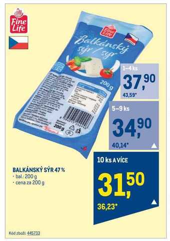 Makro Fine life balkánský sýr 47% 200 g nabídka