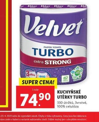 Lidl Velvet kuchyňské utěrky turbo nabídka