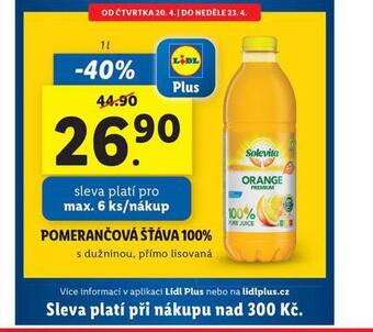 Lidl Pomerančová šťáva 100% nabídka