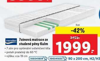 Lidl 7zónová matrace ze studené pěny kulm nabídka