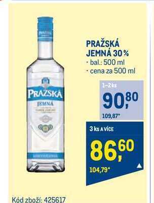 Makro Pražská jemná 30% vodka 500 ml nabídka