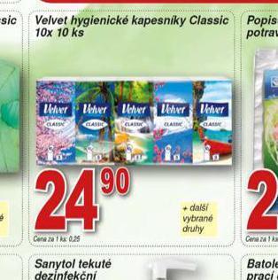 Hruška Velvet hygienické kapesníky nabídka