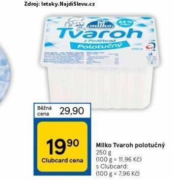Tesco Milko tvaroh nabídka