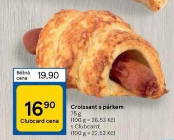 Tesco Croissant s párkem nabídka
