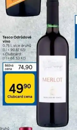 Tesco Odrůdové víno nabídka