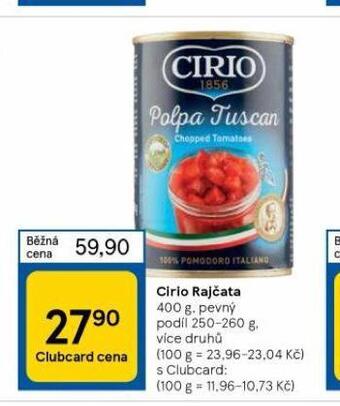 Tesco Cirio rajčata nabídka