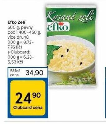 Tesco Efko zelí nabídka