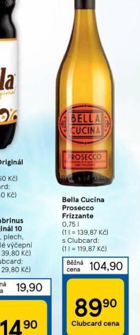 Tesco Bella cucina prosecco frizzante nabídka