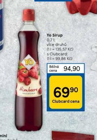 Tesco Yo sirup nabídka