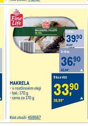 Makro Fine life makrela v rostlinném oleji 170 g nabídka