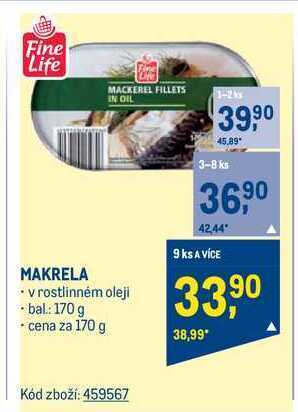 Makro Fine life makrela v rostlinném oleji 170 g nabídka