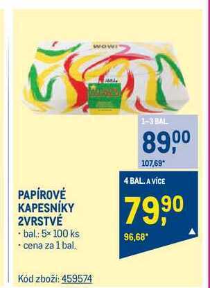 Makro Luxus papírové kapesníky 2vrstvé 5 x 100 ks nabídka
