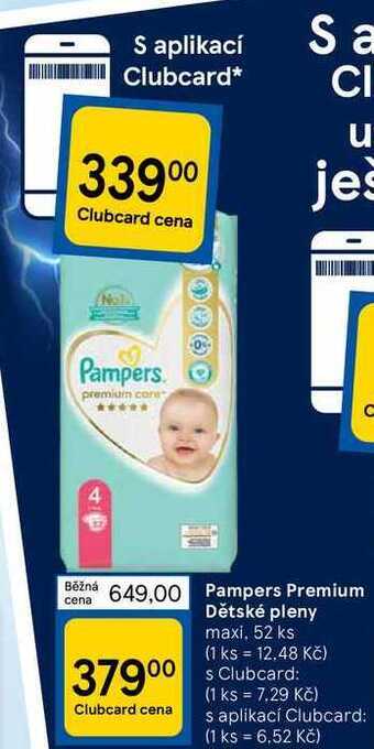 Tesco Pampers premium dětské pleny maxi, 52 ks nabídka