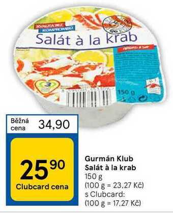 Tesco Gurmán klub salát à la krab 150 g nabídka