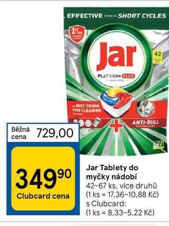 Tesco Jar tablety do myčky nádobí 42-67 ks nabídka