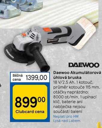 Tesco Daewoo akumulátorová úhlová bruska nabídka