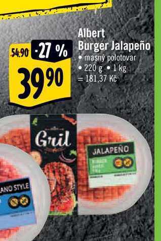 Albert Albert burger jalapeño 220 g nabídka