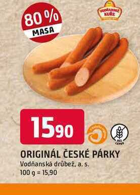 Trefa Vodňanské kuře original české párky 100g nabídka