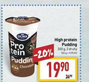 Billa High protein pudding nabídka