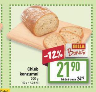 Billa Chléb konzumní nabídka