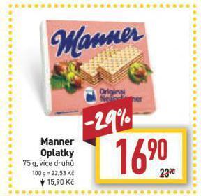 Billa Manner oplatky nabídka