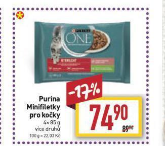 Billa Purina minifiletky pro kočky nabídka