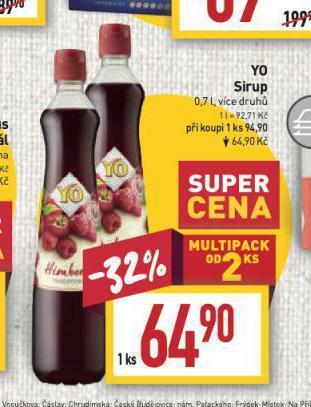 Billa Yo sirup nabídka