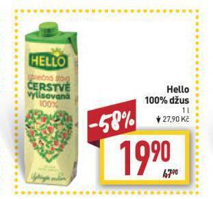 Billa Hello 100% džus nabídka