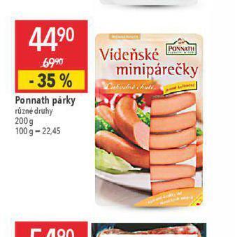 Globus Ponnath párky nabídka
