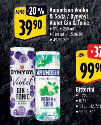 Albert Amundsen vodka & soda nabídka