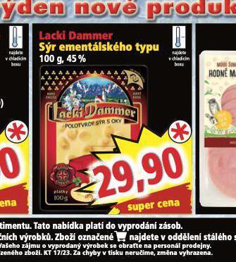 Norma Lacki dammer sýr ementálského typu nabídka
