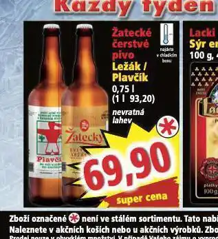 Norma Žatecké čerstvé pivo ležák / plavčík nabídka