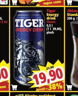 Norma Tiger energy drink nabídka