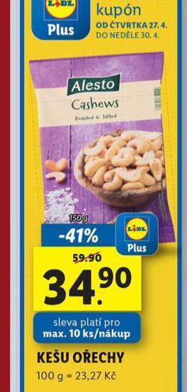 Lidl Kešu ořechy nabídka