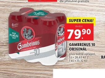 Lidl Pivo gambrinus nabídka