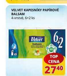 Flop Velvet kapesníky papírové balsam 4-vrstvé, 6+2 ks nabídka