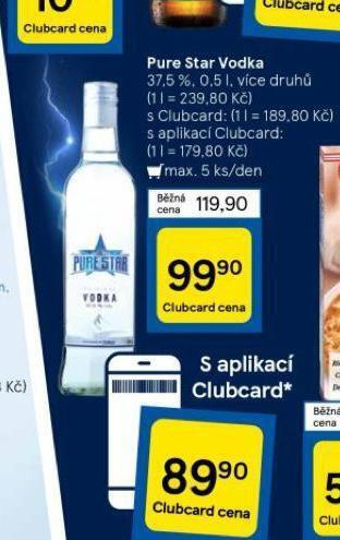 Tesco Pure star vodka nabídka