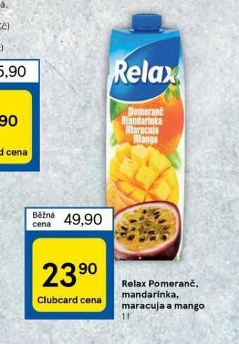 Tesco Relax pomeranč, mandarinka, maracuja a mango nabídka