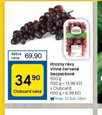 Tesco Hrozny révy vinné červené bezpeckové nabídka