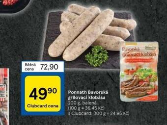 Tesco Ponnath bavorská grilovací klobása nabídka