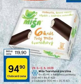 Tesco Míša tvarohová zmrzlina nabídka