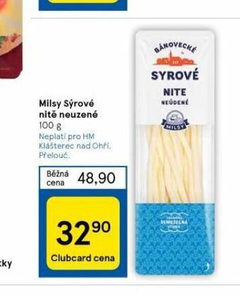 Tesco Milsy sýrové nitě neuzené nabídka