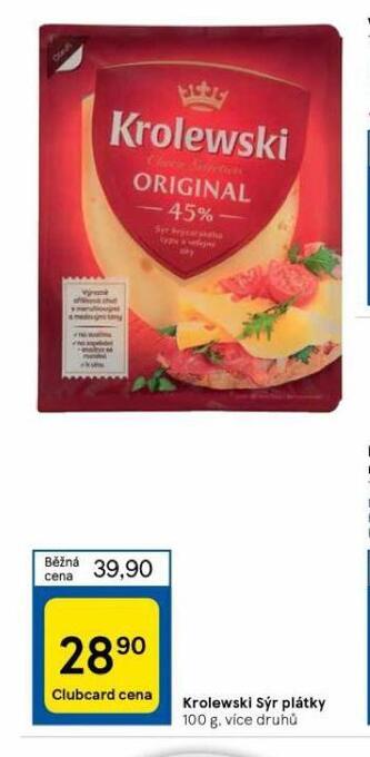 Tesco Krolewski sýr plátky nabídka