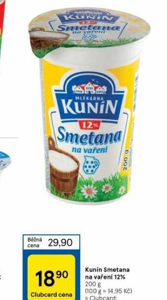 Tesco Kunín smetana na vaření 12% nabídka